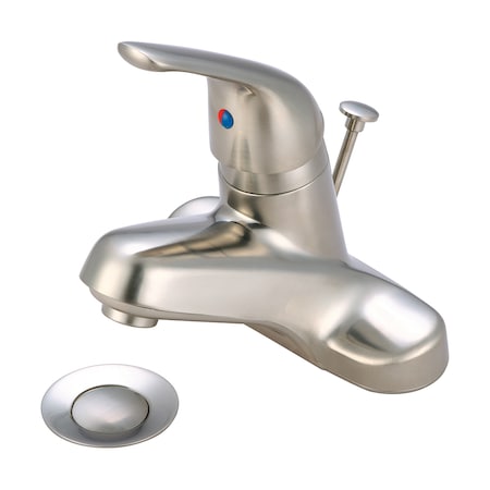 Olympia Faucets Single Handle Bathroom Faucet, NPSM, Centerset, Brushed Nickel, Center-Center Fitting Size: 4" L-6172-BN